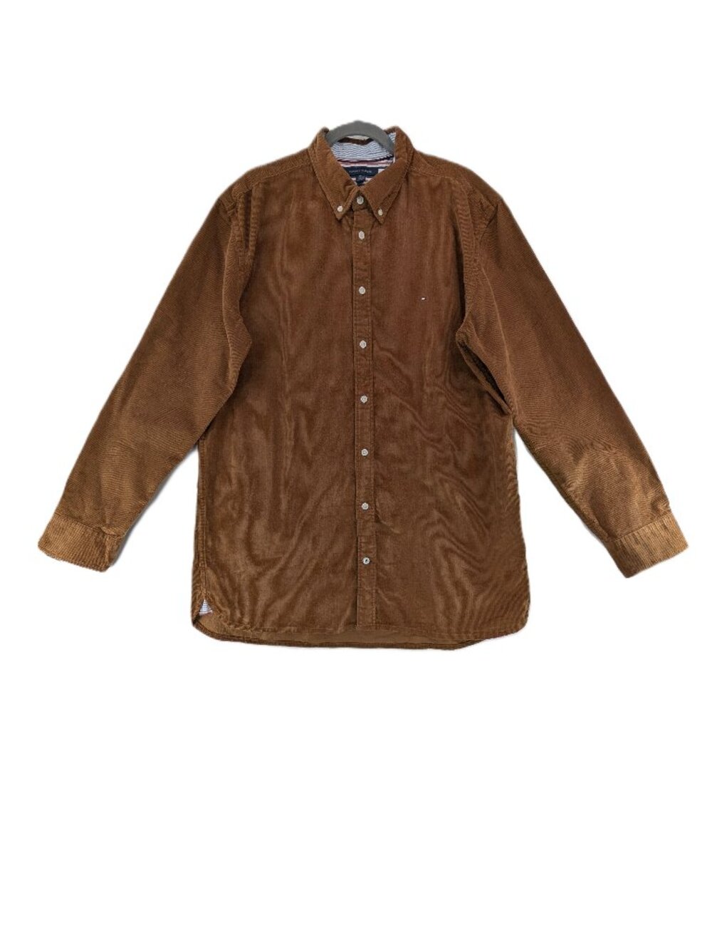 Tommy Hilfiger Corduroy Shirt Mens Sz XXL Brown Cotton Slim Fit Stretch NEW NWT
